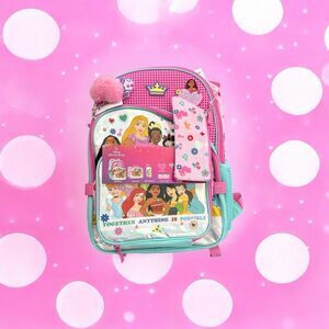 Disney Princess 6 Piece Backpack Set, Customizable With Water Bottle